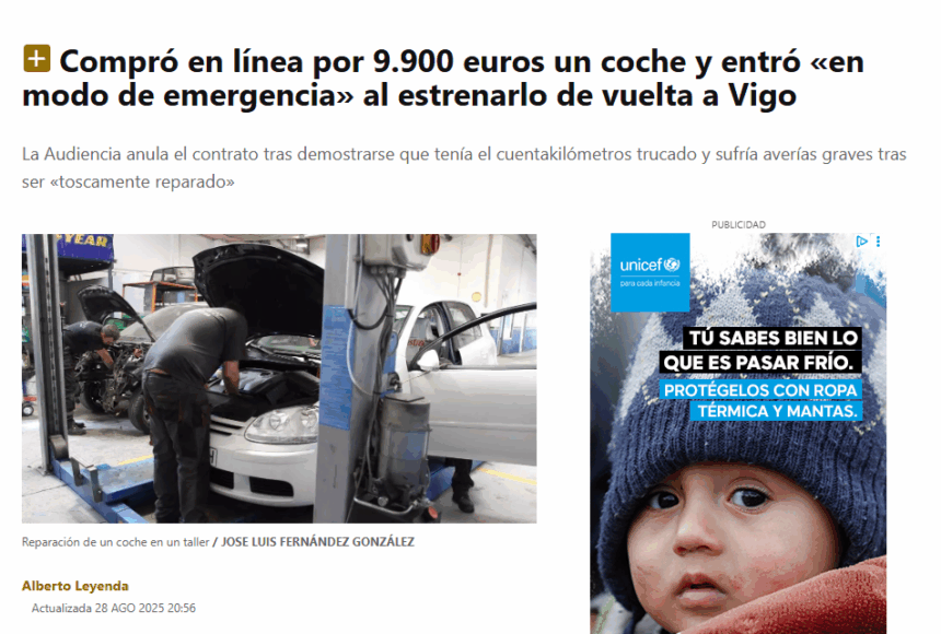 La Audiencia anula el contrato tras demostrarse que tenía el cuentakilómetros trucado y sufría averías graves tras ser «toscamente reparado»